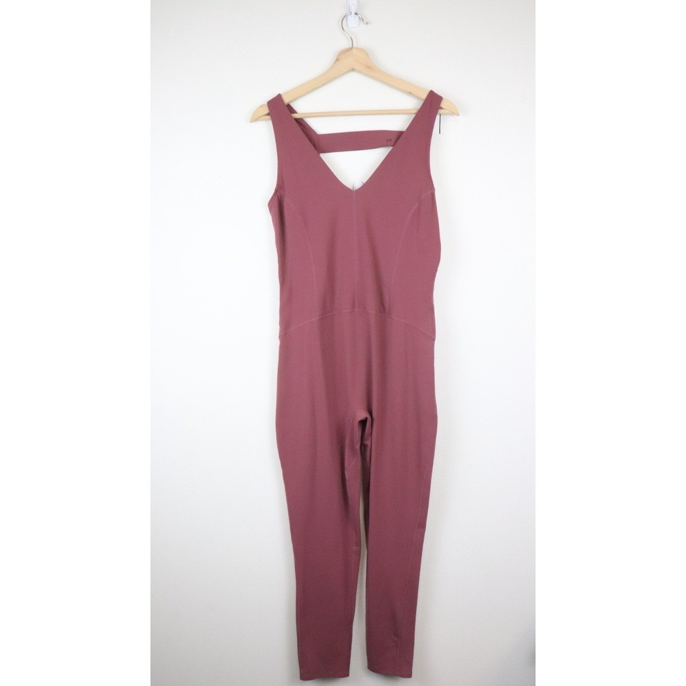 NWT Free People FP Movement Never Better One-Piece Jumpsuit Medium Khaki Mauve - Picture 2 of 8
